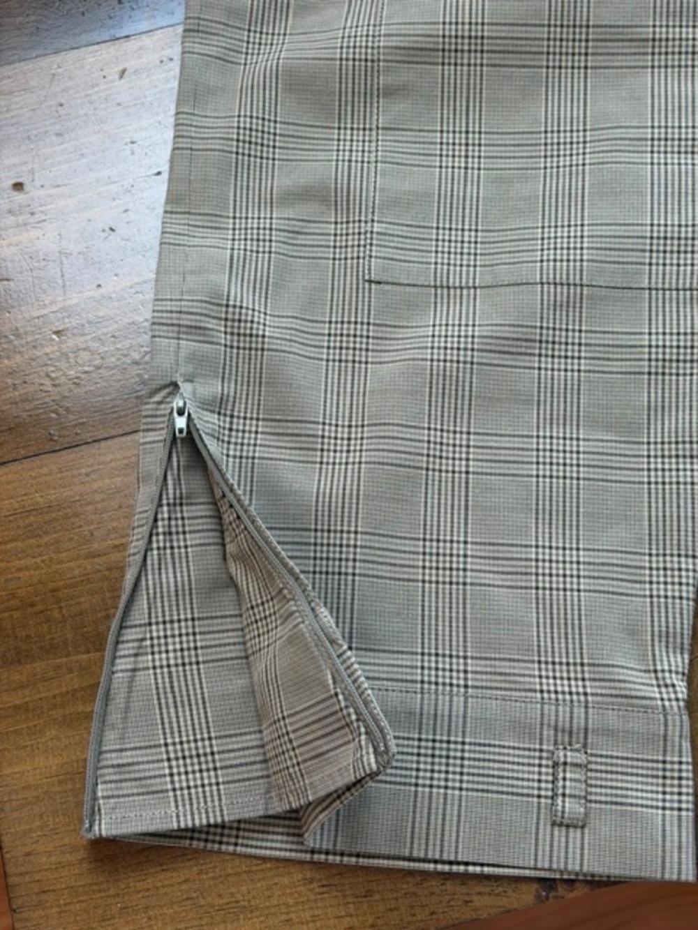 Charles Nolan Brown Plaid Cargo Style Pants Wide Straight Leg Ankle Zipper Sz 10 - Picture 6 of 8